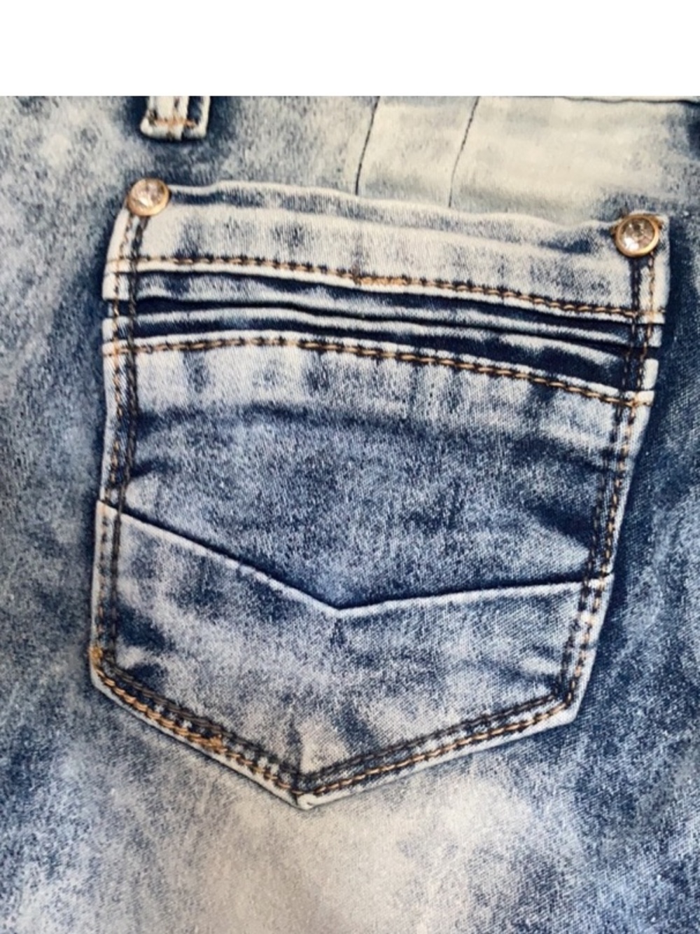 Rebel love jean distressed retro jean acid wash like color embellished 5 / 6 jr - Picture 14 of 17